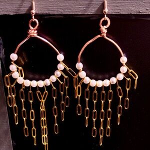 Gold and Rose Gold Dangle Earrings